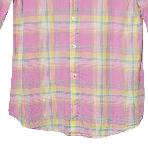 Ralph Lauren Pink and Yellow Plaid Shirt Button Down Tunic Casual Classic Size S - Picture 4 of 13